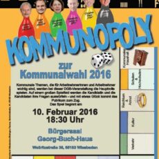 „Kommunopoly“ fühlt heute spielerisch Spitzenkandidaten zu Wiesbadener Arbeitnehmerthemen auf den Zahn