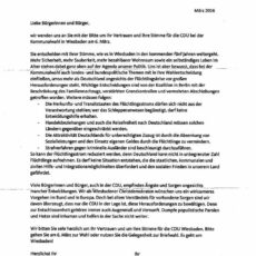Ein Brief der Verzweiflung – unglaublich, aber echt: Wiesbadener CDU zieht Flüchtlingsthema in den Kommunalwahlkampf