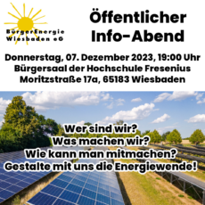 Wiesbadens erste BürgerEnergie-Genossenschaft lädt zur Projektvorstellung ein / „Riesiges Interesse“